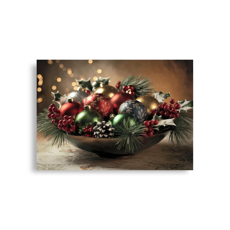 Elegant Christmas Ornament Wall Art Poster - High Quality Holiday Décor Physical Decoration, Aesthetic Holly Ornament Print Picture Unframe