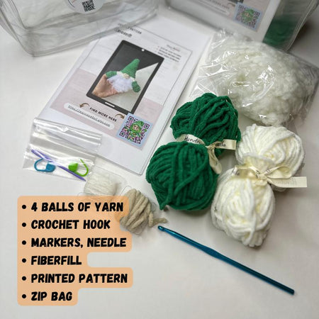 New Year DIY Crochet Kit: Beginner-Friendly Amigurumi Gnome Pattern for Christmas Ornaments and Unique Holiday Decor Handmade Gift Idea