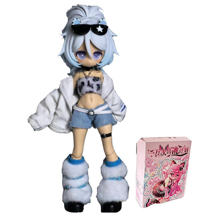 GNATAPIAY 1/12 BJD Dolls Blind BoxKawaii BJD Dolls Ten Thousand Escape Plan Series 1/12 Ball Jointed Doll Collectable Action Figure for Girls Birthday Party Gift Toys (Snow Leopard-1 Pack)