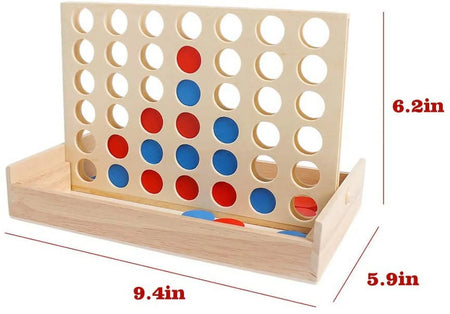 Wooden 4 in a Row Board Games Line up 4 Connect Games for Travel Board Games Foldable Classic Family Fun Toy for Kids and Adults