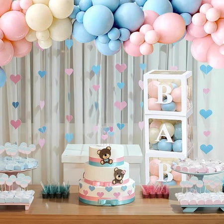 Gender Reveal Baby Shower Balloon Garland Arch Kit,176Pc Latex Balloon Box Decoration,Pink and Blue Balloon Decor,Baby Shower Balloon Party Decoration