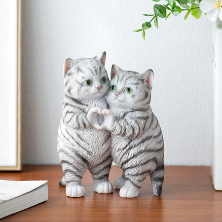 1PC Cute Hand Heart Gesture Cats Resin Statue - Home Office Desk Decor Statue, Creative Figurine Gift for Cat Lovers, Bookshelf Decoration, Perfect Gift for Valentine'S Day, Mother'S Day,Thanksgiving, Christmas