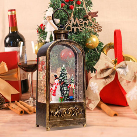 Musical Snowman Snow Globe Lantern with 8 Songs & 6H Timer for Christmas Home Decoration Gifts