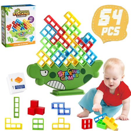 64pcs Tower Game Balance Stacking Blocks Tower Balancing Stacking Board Games Building Blocks Puzzle Toy Family Games Valentines Day Birthday Gift for Kids Adults