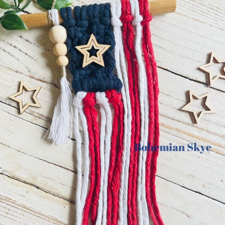 Macrame American Flag, Patriotic Boho Decor, Veteran Gift Idea, 4Th of July Decor Decoration Ornaments Room