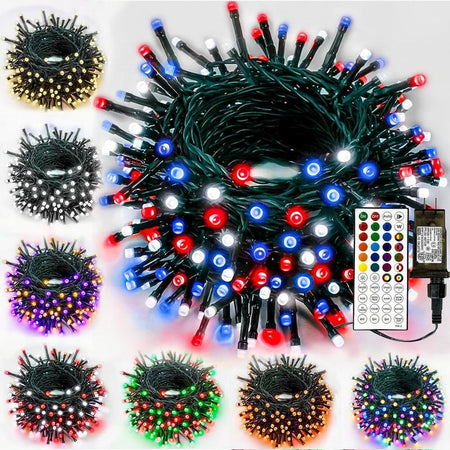 Smart Color Changing Christmas Lights,4Th of July Decoration Lights with Remote & Timer, 66FT 200 LED Patriotic String Lights Waterproof, RGB Twinkle Lights for Indoor Holiday Independence Day Decor
