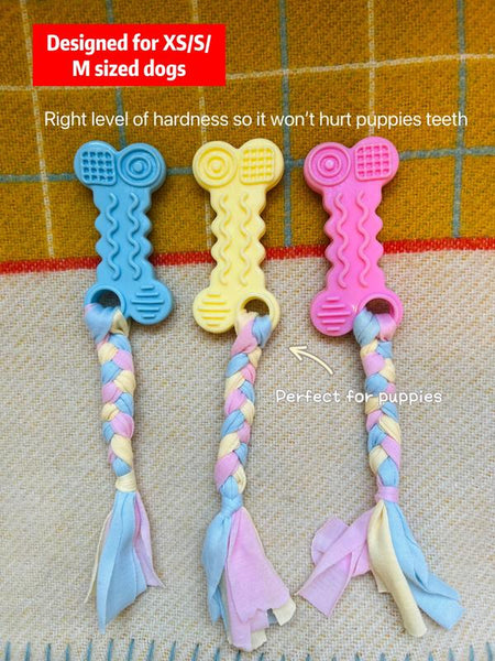 Pack of 3 | Chewable Bone Dog Toy with Rope | Tough Dog Chew Toy | Puppy Chew Toys for Teething | Small Medium Sized Dogs | Pet Toys