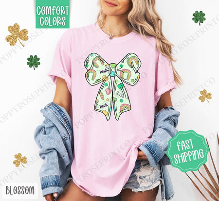 Lucky Charm Bow St Patrick Shirt Comfort Colors, St Patrick'S Day Women'S Tee, Cute Women'S Tshirt
