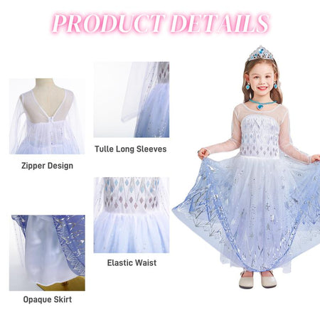 Kids' Princess Dress Costume Set with Versatile Skirt for Toddler Girl Halloween Christmas Party Outfit