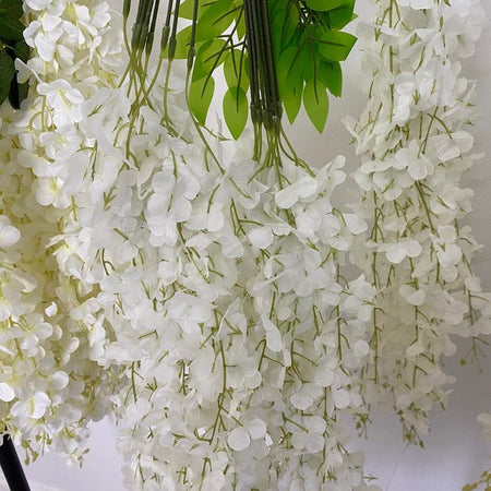 12 Piece Artificial Silk Wisteria Vine 3.6 Feet Ratta Hanging Flower Garland String Home Party Wedding Decor (White)