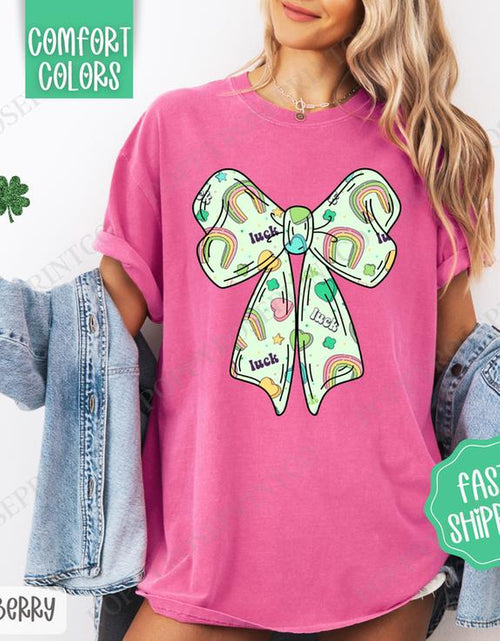 Load image into Gallery viewer, Lucky Charm Bow St Patrick Shirt Comfort Colors, St Patrick&#39;S Day Women&#39;S Tee, Cute Women&#39;S Tshirt
