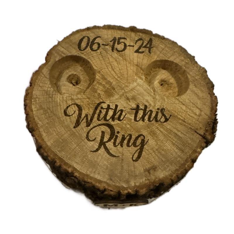 Rustic Ring Box / Tree Stump Alternative Ring Bearer Pillow for Wedding. Organizer for Bride and Groom Rings