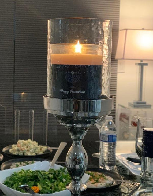 Load image into Gallery viewer, Happy Hanukkah Candle Decor Gift Glass Bean Coconut
