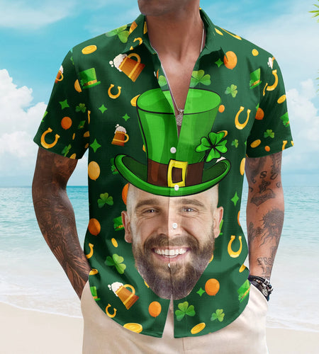 Custom Face Funny Happy St Patrick'S Day - Custom Photo Hawaiian Shirts