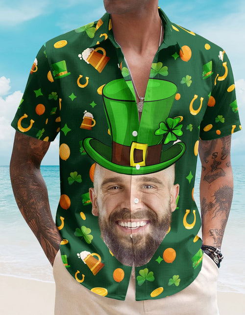 Load image into Gallery viewer, Custom Face Funny Happy St Patrick&#39;S Day - Custom Photo Hawaiian Shirts
