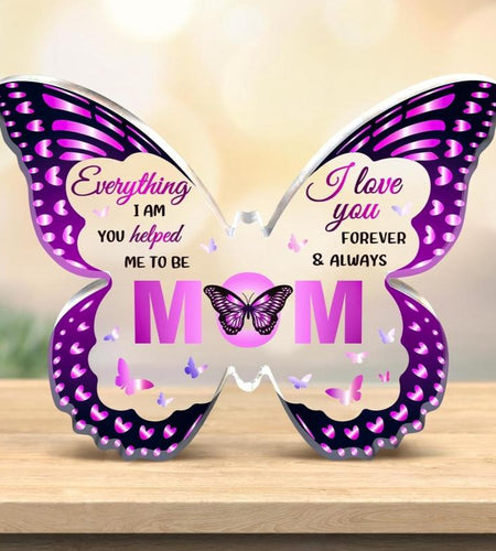 Super Pretty Mothers Day Gifts for Mom, Unique Mom Birthday Gift Ideas, 5X3.8 in Butterfly-Shaped Acrylic Keepsake Gifts for Christmas Thanksgiving from Daughter Son Sweet Decor