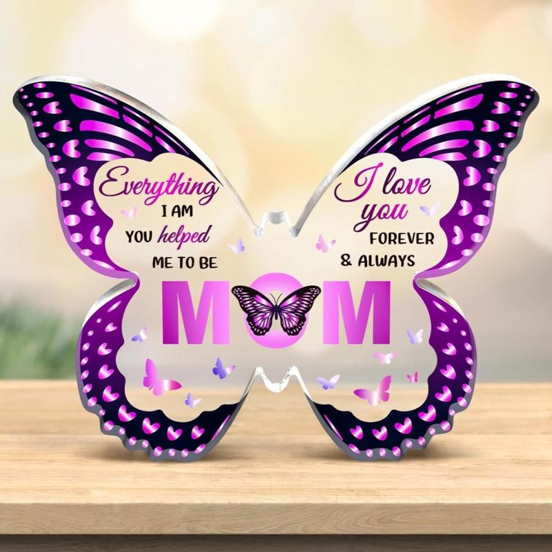 Super Pretty Mothers Day Gifts for Mom, Unique Mom Birthday Gift Ideas, 5X3.8 in Butterfly-Shaped Acrylic Keepsake Gifts for Christmas Thanksgiving from Daughter Son Sweet Decor