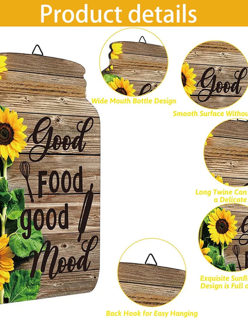 Load image into Gallery viewer, 4 Pcs Mason Jar Wall Decor Wooden,Kitchen Rustic Home Decor Inspirational Kitchen Decor Hanging Farmhouse Kitchen Signs Wall Decor for Home Decor
