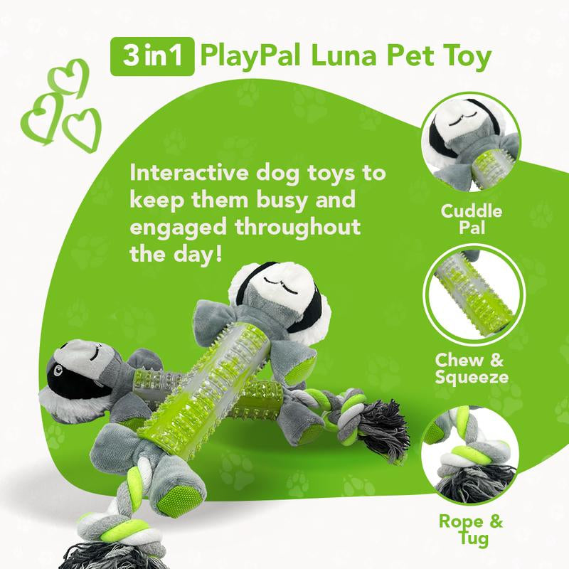 Rethink Pet Playpal 3 in 1 Pet Toy - Koala Rope, Dental Toy and Squeaky Plush Long Lasting Dog Toy