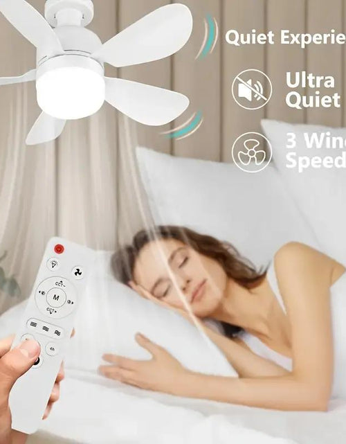 Load image into Gallery viewer, Socket Ceiling Fan Light with Remote Control, E27 Base Dimmable LED Energy Saving Lamp, 3 Levels Dimming, Suitable for Bedroom, Living Room, Kitchen
