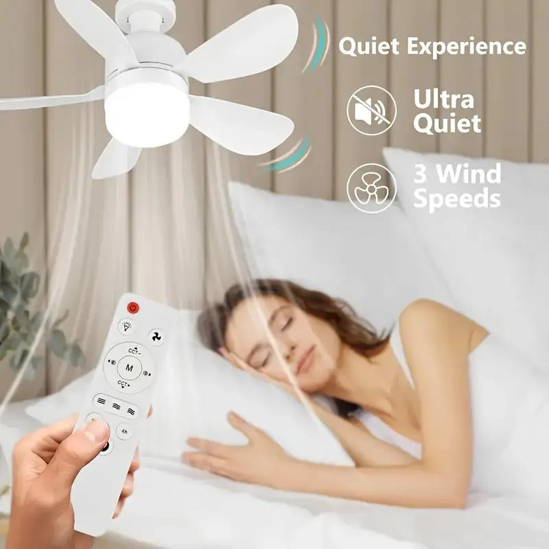 Socket Ceiling Fan Light with Remote Control, E27 Base Dimmable LED Energy Saving Lamp, 3 Levels Dimming, Suitable for Bedroom, Living Room, Kitchen