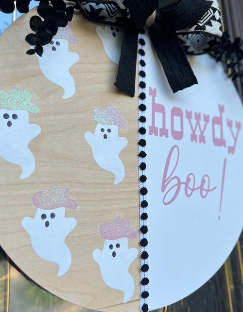 Load image into Gallery viewer, Howdy Boo! Halloween Door Hanger - Festive Home Decor Ornaments
