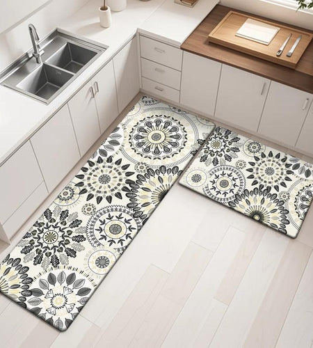 [Fallfreshness] HEBE anti Fatigue Kitchen Rug Sets 2 Piece Non Slip Kitchen Mats for Floor Cushioned Kitchen Rugs and Mats Waterproof Comfort Standing Mat Runner for Kitchen, Home Office, Sink, Laundry