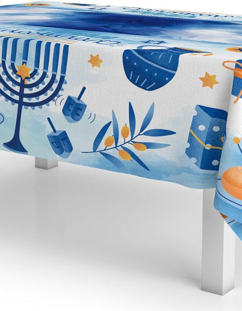 Load image into Gallery viewer, Hanukkah Tablecloth Plastic - Hanukkah Paper Goods - 55&quot; X 92&quot; - Blue and White Chanukah Themed Party Supplies (2-Pack)
