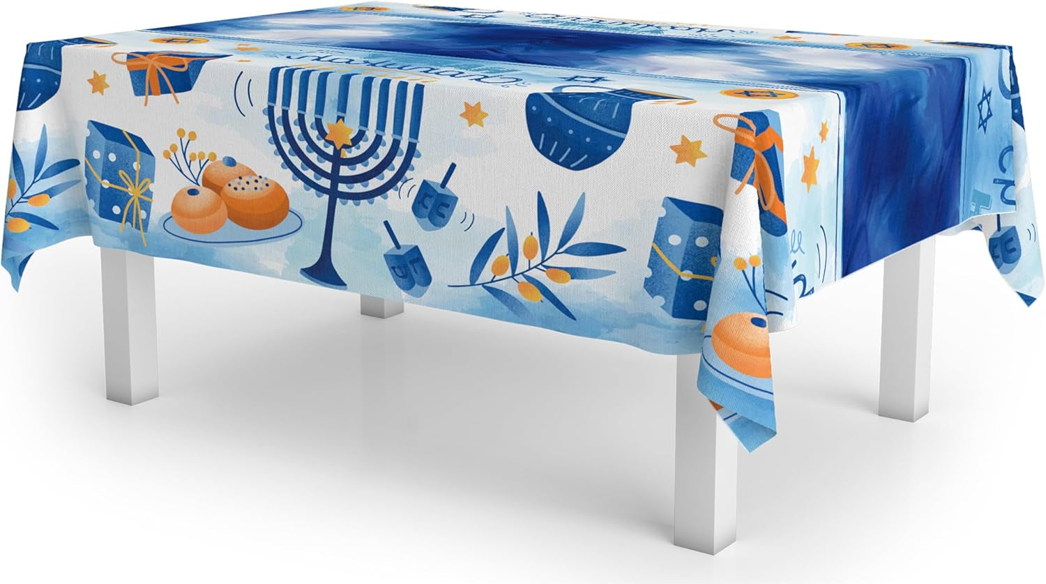 Hanukkah Tablecloth Plastic - Hanukkah Paper Goods - 55" X 92" - Blue and White Chanukah Themed Party Supplies (2-Pack)