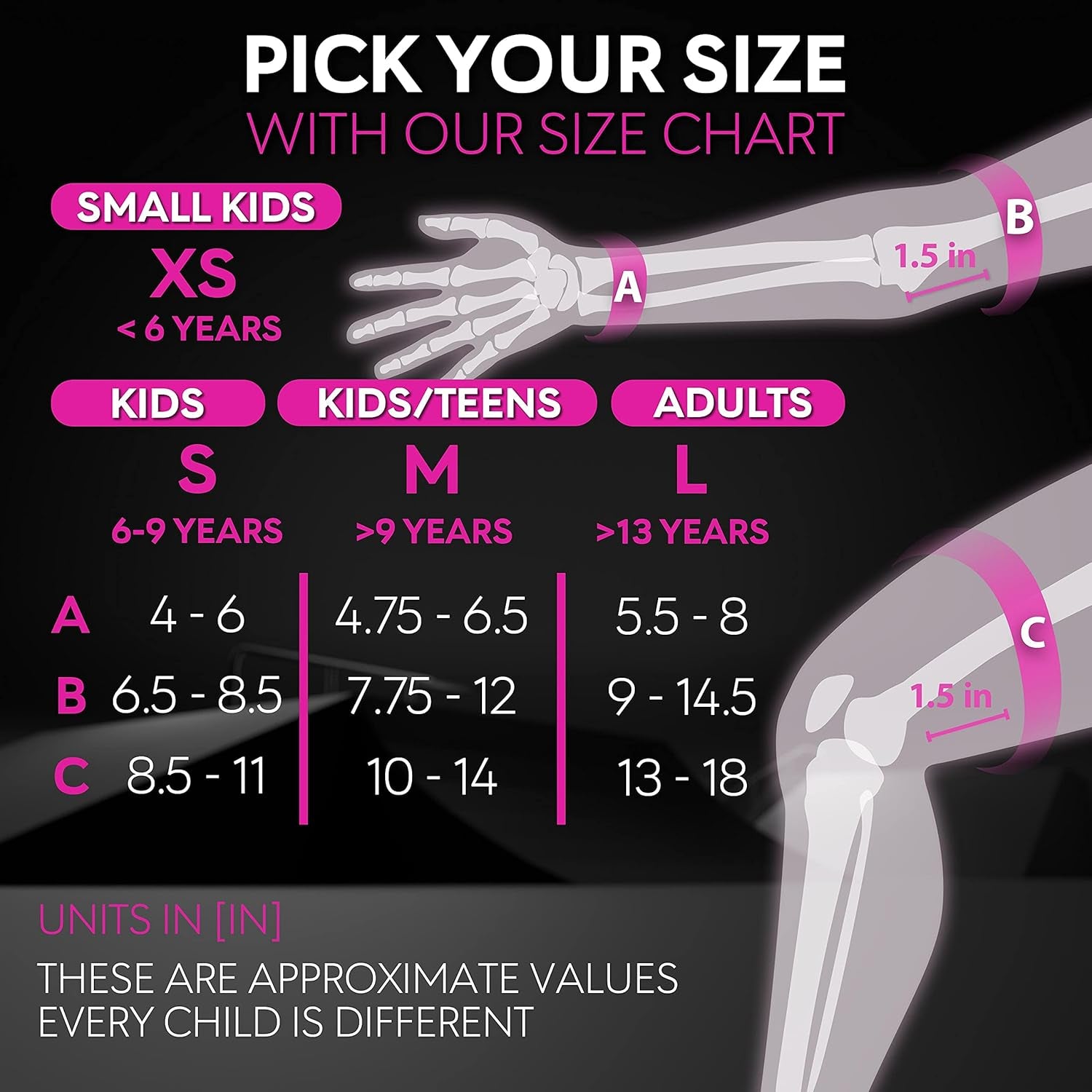 Knee Pads for Kids - Knee and Elbow Pads Set - PROTECT-1 - Size S Pink White - Wrist Guards Skating Protective Gear, Skateboard, Roller Skate, Ice Skates for Kids