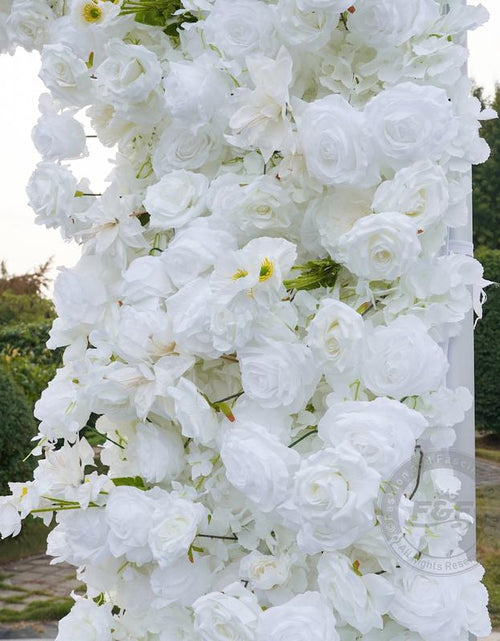 Load image into Gallery viewer, 7.87FT X 8.53FT Artificial White Rose Cloth Base Flower Row Arrangement Decor for Wedding Backdrop Square Frame Event Props
