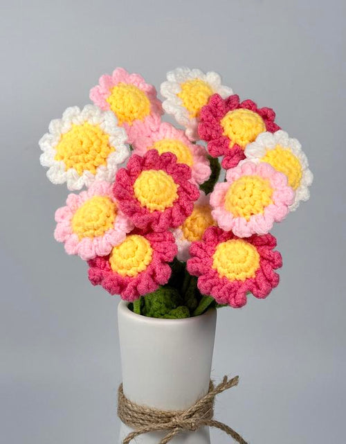Load image into Gallery viewer, 12Pcs, Crochet Daisies without Vase, Decorating Rosy Eternal Flowers,Dozen Bouquets,Decorative Bouquet for Home Decor,Garden Party,Wedding Decor
