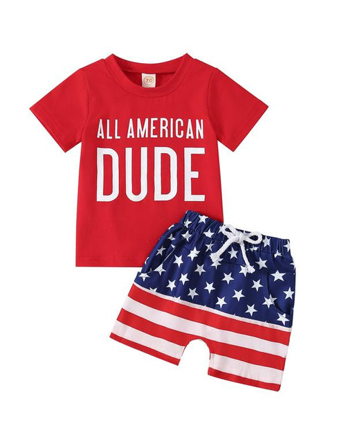 Load image into Gallery viewer, Baby Boy 4Th of July Independence Day Toddler Shorts Outfit Red Pants Clothing Sets Clothing Baby Boy Clothes Products #Springtok
