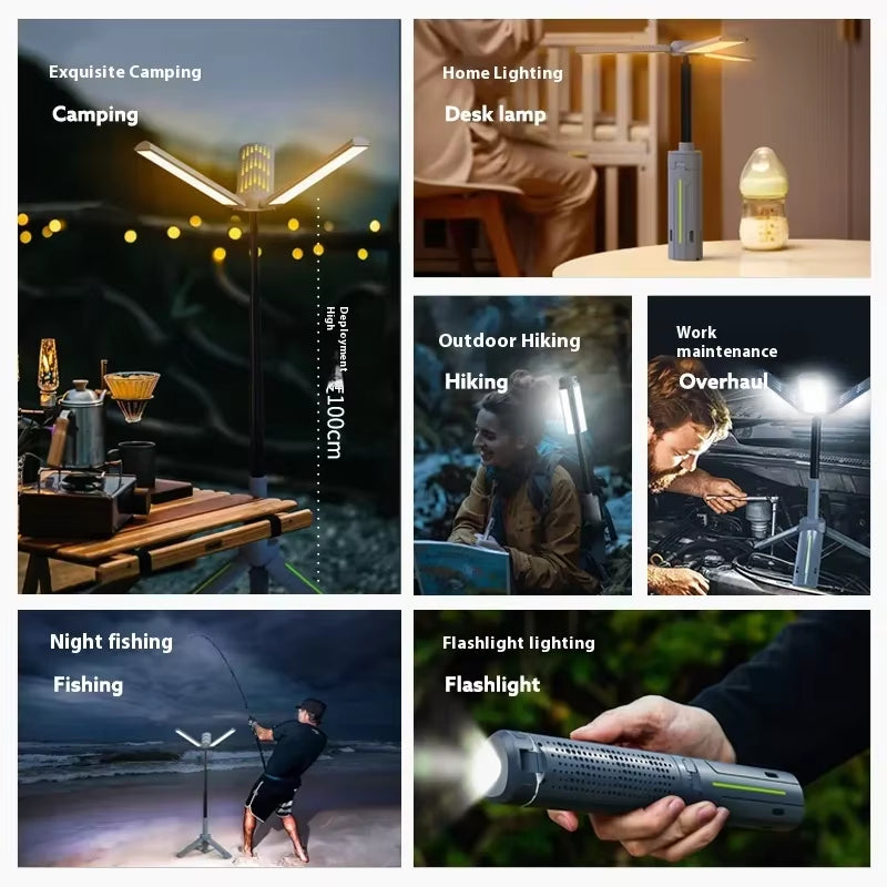 Telescopic Camping Lantern 8000Mah Rechargeable Waterproof Flashlights Dimmable Camping Lamp Emergency Camping Hiking Light