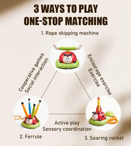 3 in 1 Musical Jump, Toss Ring Game and Stomping Launch Rocket Launcher for Kids Outdoor Toys with Remote Control, Indoor outside Toys for Ages 4-8 5-7 8-13 Gifts