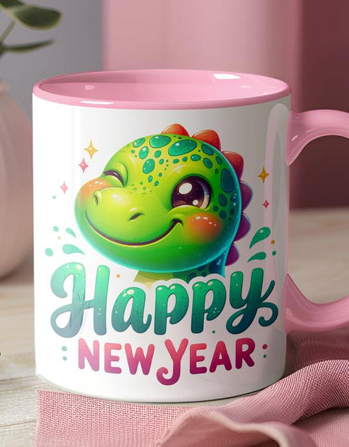Load image into Gallery viewer, Green Dino Happy New Year Mug
