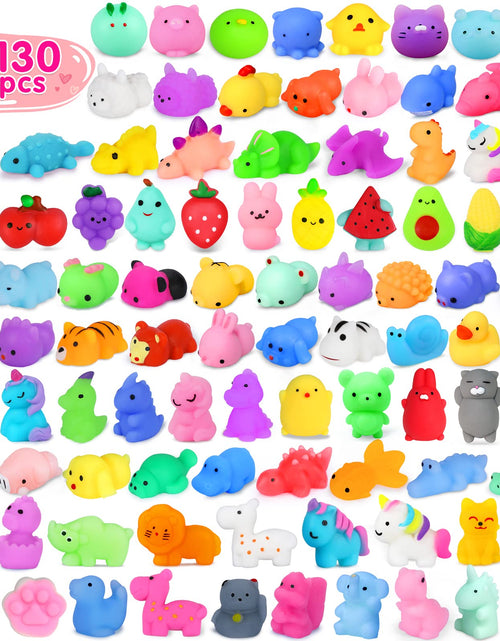 Load image into Gallery viewer, Yunaking 130PCS Squishies Mochi Squishy Toy Kawaii Squishies Party Favors for Kids Stress Relief Fidget Toys Treasure Box Toys Classroom Prizes Kid Easter Egg Fillers Xmas Goodie Bag Stuffers Random
