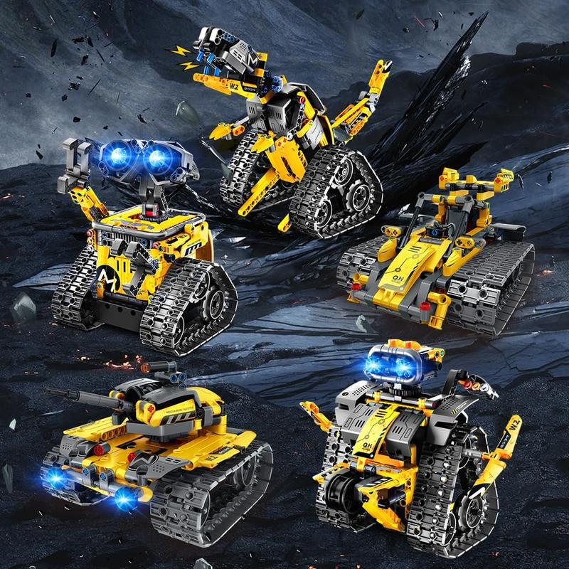 Robot Toys for Kids, 520 PCS App & Remote Control Robotics Kit, 5-In-1 RC Wall Robot, Engineer Robot & Dinosaur Building Toy, Gift for Boys & Girls 6+