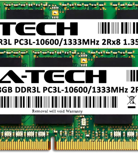 16GB (2X8Gb) DDR3/DDR3L 1333Mhz PC3L-10600 (PC3-10600) CL9 SODIMM 2Rx8 1.35V 204-Pin Non-Ecc SO-DIMM Laptop, Notebook RAM Memory Modules
