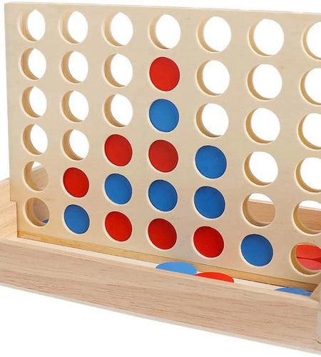 Wooden 4 in a Row Board Games Line up 4 Connect Games for Travel Board Games Foldable Classic Family Fun Toy for Kids and Adults