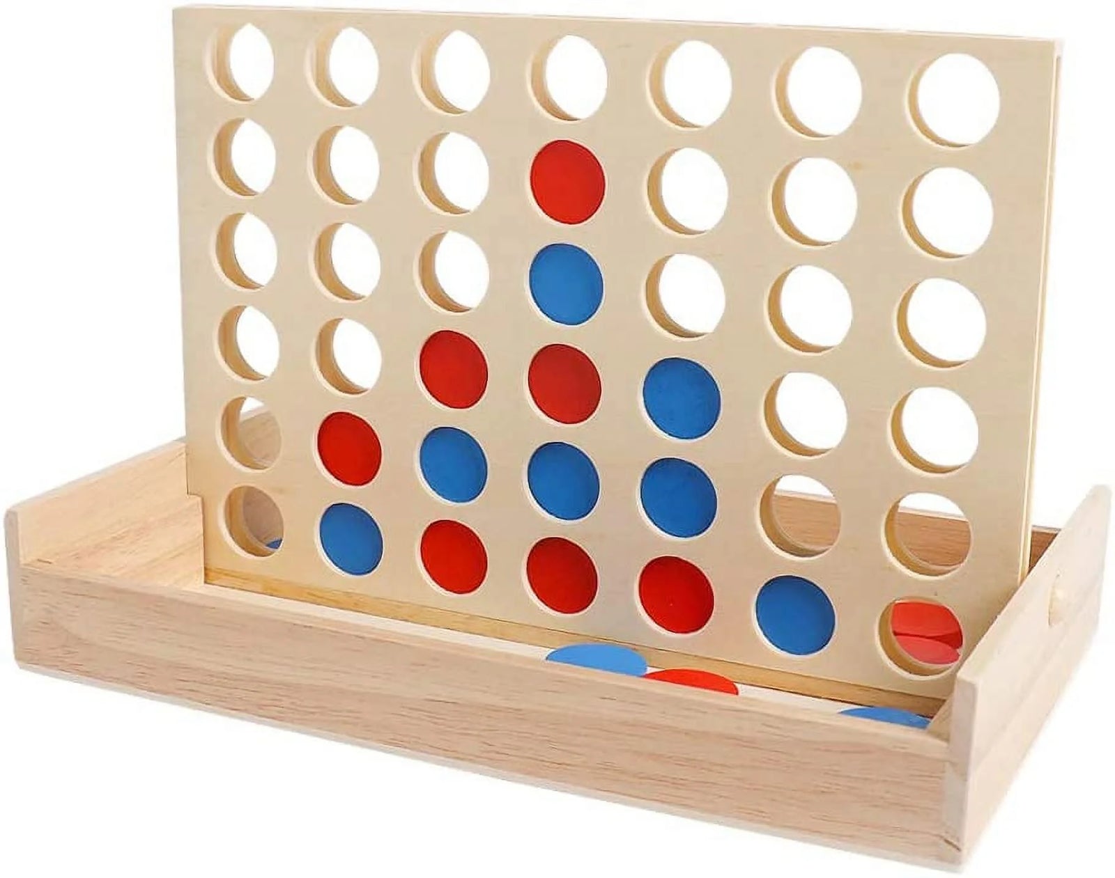Wooden 4 in a Row Board Games Line up 4 Connect Games for Travel Board Games Foldable Classic Family Fun Toy for Kids and Adults