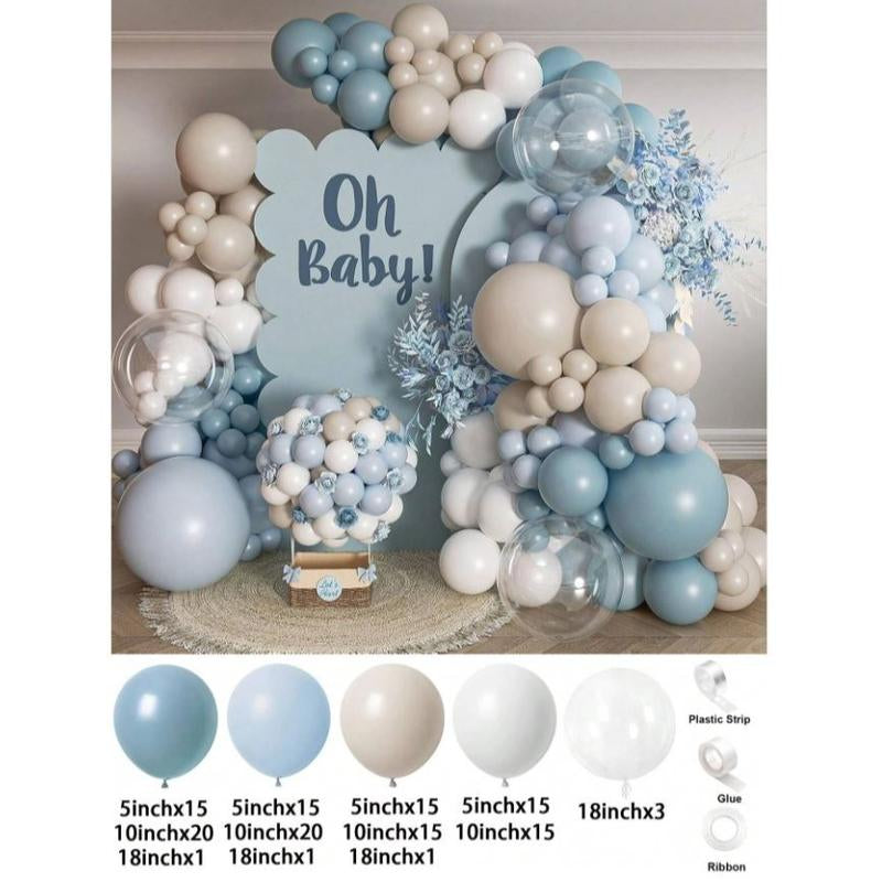 136PCS Gender Reveal Balloon Arch Kit - Dusty Pink & Fog Blue Balloons, White Sand Balloons, Boho Wedding Decor, Bridal Bear Theme