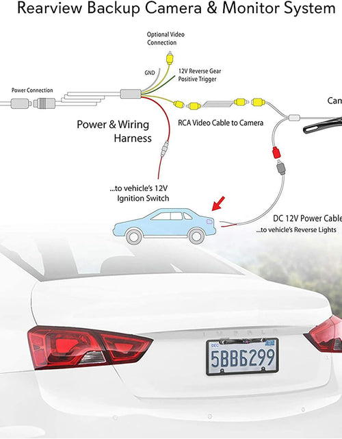 Load image into Gallery viewer, Rear View Backup Car Camera - Screen Monitor System W/ Parking and Reverse Assist Safety Distance Scale Lines, Waterproof &amp; Night Vision, 7&quot; LCD Video Color Display for Vehicles -  PLCM7500
