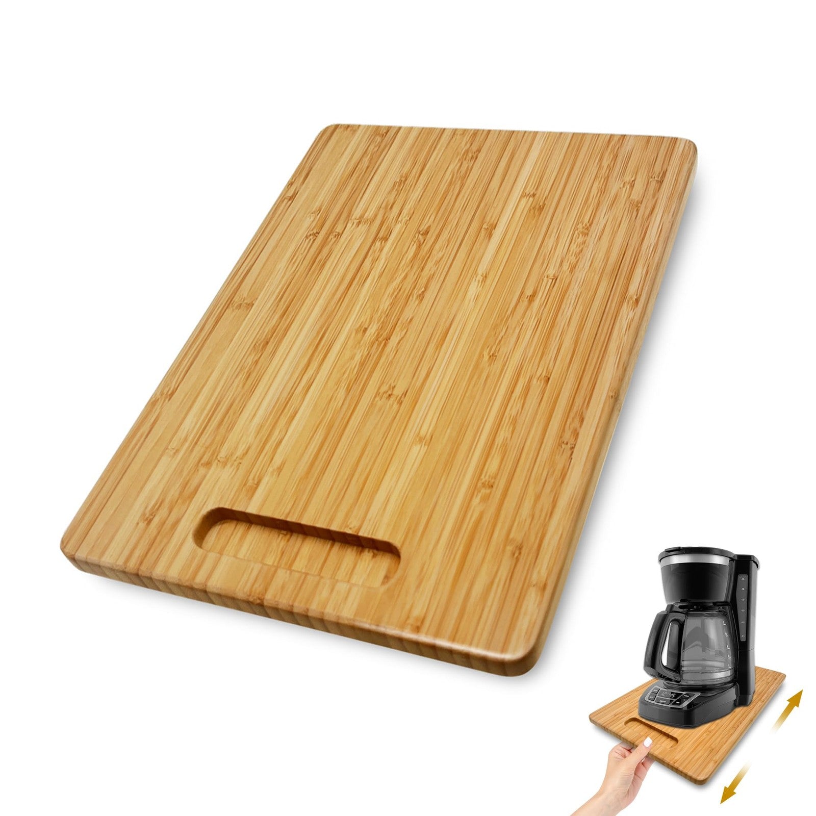 Bamboo Appliance Sliders for Kitchen Appliances, Sliding Tray with Silent Rub...