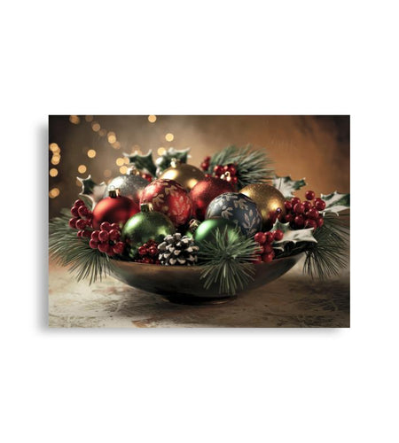 Elegant Christmas Ornament Wall Art Poster - High Quality Holiday Décor Physical Decoration, Aesthetic Holly Ornament Print Picture Unframe