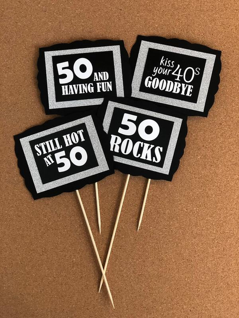 50Th Birthday Party Decorations, Party Table Centerpieces, 50Th Birthday Floral Picks