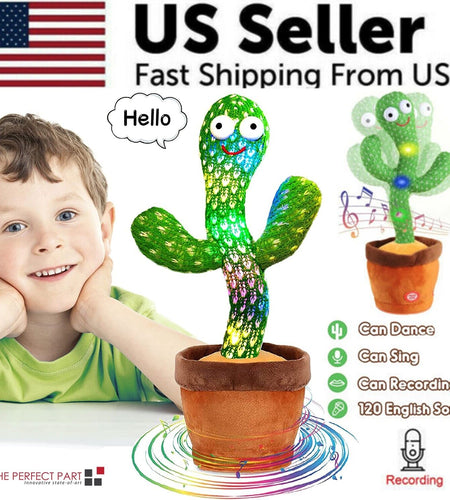 Dancing Cactus Plush Toy Doll Electronic Recording Shake With Song Funny Gift US