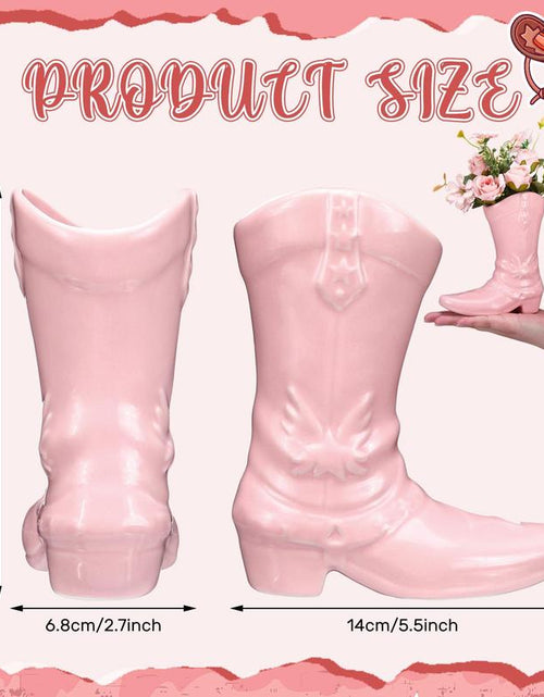 Load image into Gallery viewer, Boot Vase for Book Shelf Ceramic Cowboy Decoration Arrangements Nice Western Country Accent Vase Unique Boot Planter for Modern Aesthetic Room Wedding Decor
