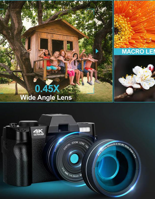 Load image into Gallery viewer, 4K Digital Cameras for Photography, 48MP Vlogging Camera for Youtube with Wifi, 180° Flip Screen Compact Camera with Flash
