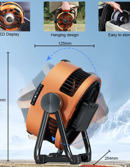 Load image into Gallery viewer, Camping Fan 20000Mah Rechargeable Portable Outdoor Camping Fan Wireless Camping Air Circulator Tent Ceiling Fan with LED Light
